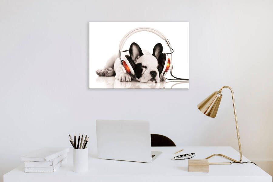 Bönninghoff Artprint op linnen Hond met hoofdtelefoon (1 stuk)