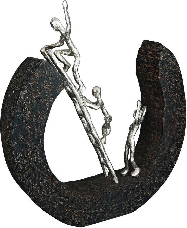 Casablanca by Gilde Decoratief figuur Sculptuur omhoog zwart zilver Decoratief object van metaal & hout hoogte 32 cm woonkamer (1 stuk)