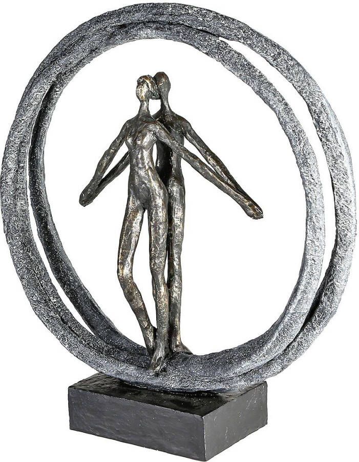Casablanca by Gilde Decoratief figuur Sculptuur paar in ring bronskleurig zwart (1 stuk)