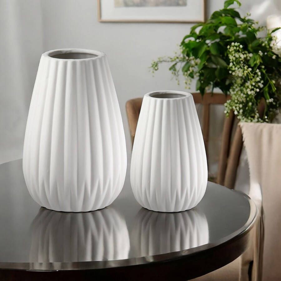 Casablanca by Gilde Tafelvaas 2-delig set vaas Piega wit H.17 cm (1 stuk)