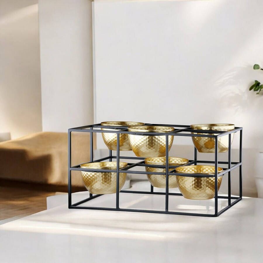 Casablanca by Gilde Waxinelichthouder 6-delige theelichthouder Frame H.14 cm (1 stuk)