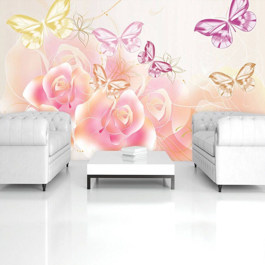 Consalnet Fotobehang Vlinders bloemen