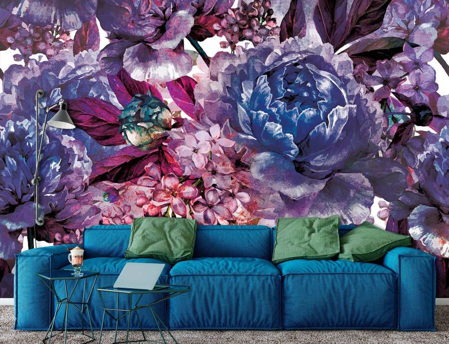 Consalnet Papierbehang Violette bloemen motief