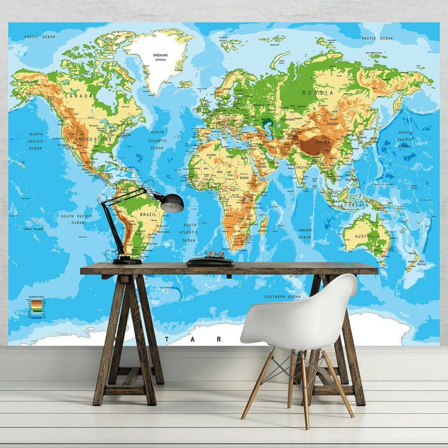 Consalnet Papierbehang Wereldkaart in verschillende maten