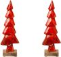 Creativ deco-boom Kerstversiering rood met emaille glitterafwerking (2 stuks) - Thumbnail 2