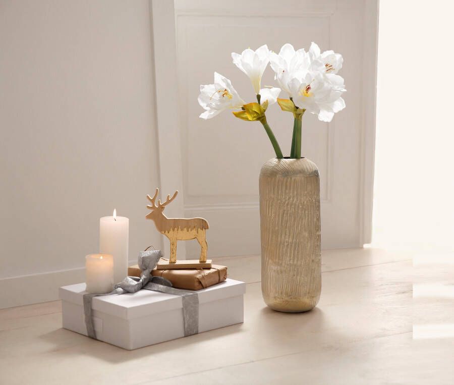 Creativ deco Siervaas Kerst versiering met hoogwaardige amaryllis (set 4 stuks)