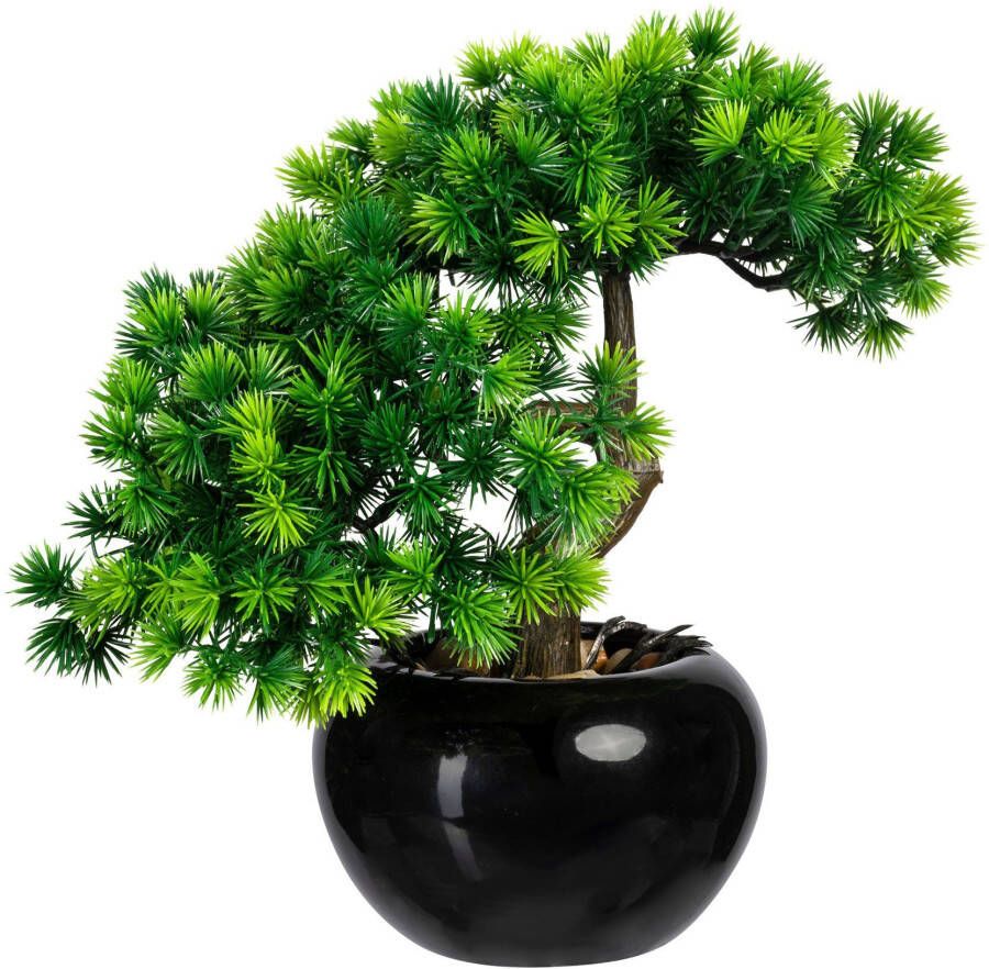 Creativ green Kunstbonsai Bonsai lariks in een keramische pot(2 stuks)