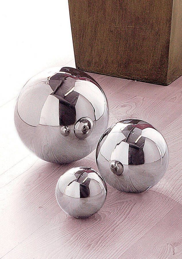 Creativ home Decoratieve bol gemaakt van roestvrij staal (set 3 stuks)