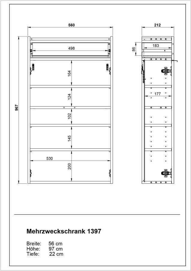 GERMANIA Halmeubelset Ameca met multifunctionele kast spiegel en kapstokpaneel geringe diepte (set)