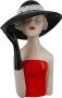 GILDE Decoratief figuur Damesfiguur met zwarte hoed (1 stuk) - Thumbnail 2