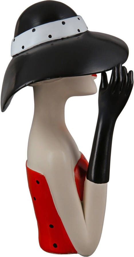 GILDE Decoratief figuur Damesfiguur met zwarte hoed (1 stuk)