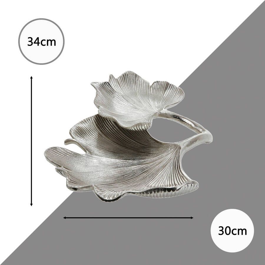 GILDE Decoratieve Schaal ginkgo blad zilver (1 stuk)