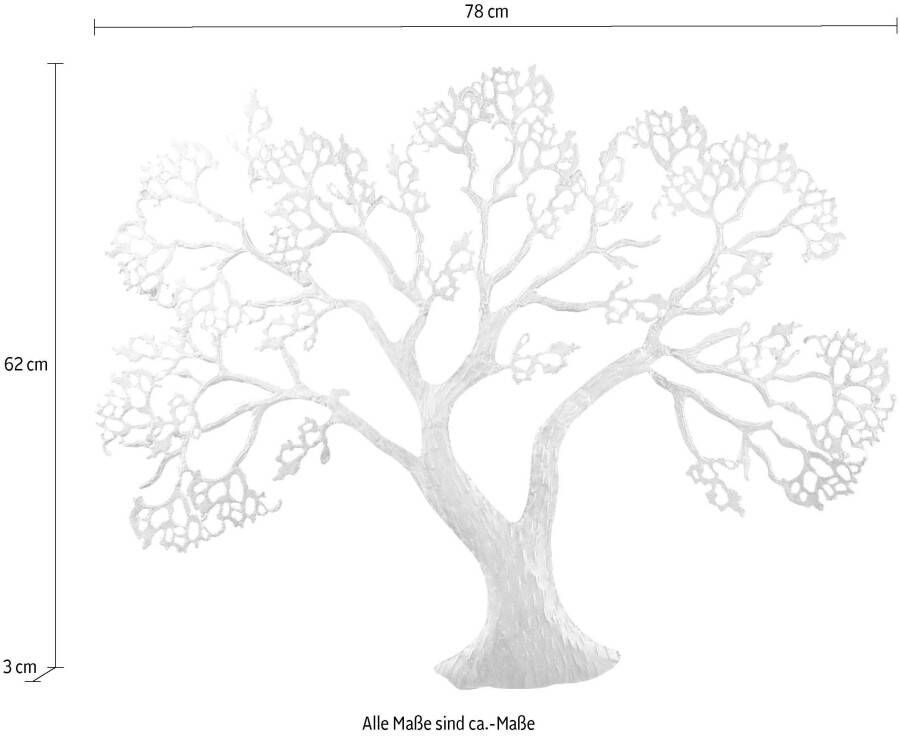 GILDE Sierobject voor aan de wand Wandreliëf boom zilver Wanddecoratie van metaal decoratief in eetkamer & woonkamer (1 stuk)