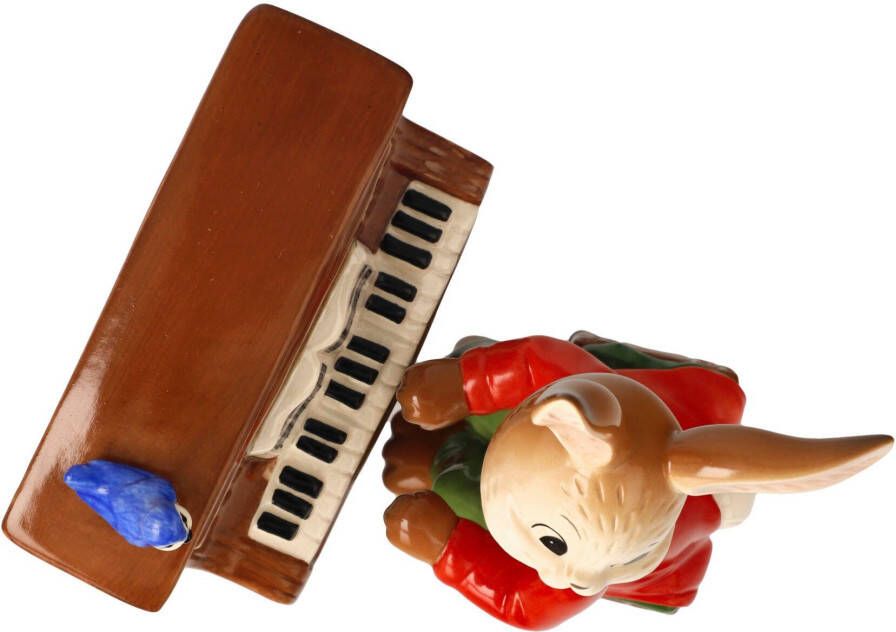 Goebel Speeldoosje Muziek ligt in de Lucht Haas met piano verzamelfiguur om op te winden Pasen Lente (1-delig)