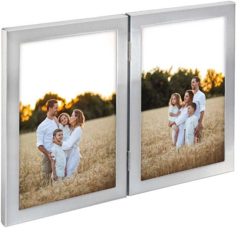Hama Fotolijstje Fotolijst 10x15 cm voor 2 foto's om op te hangen en te plaatsen zilver (1 stuk)