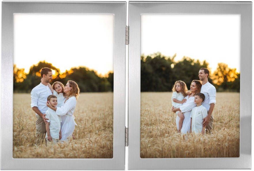 Hama Fotolijstje Fotolijst 10x15 cm voor 2 foto's om op te hangen en te plaatsen zilver (1 stuk)