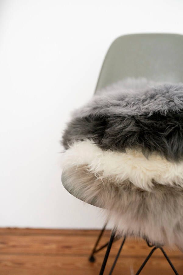 Heitmann Felle Stoelkussen Lamsvacht ronde zitkussen Ø 45 cm echt lamsvacht wasbaar ook als 2- of 4-delige set (1 stuk)