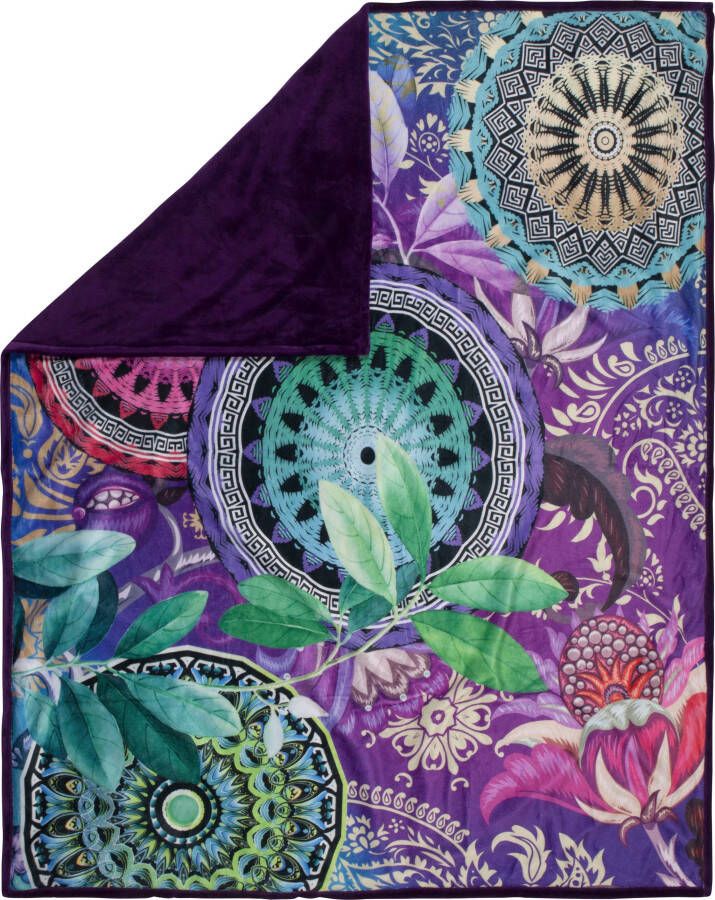 hip Plaid Axelle Zacht knuffeldeken 130x160 cm omkeerbaar mandala paars violet