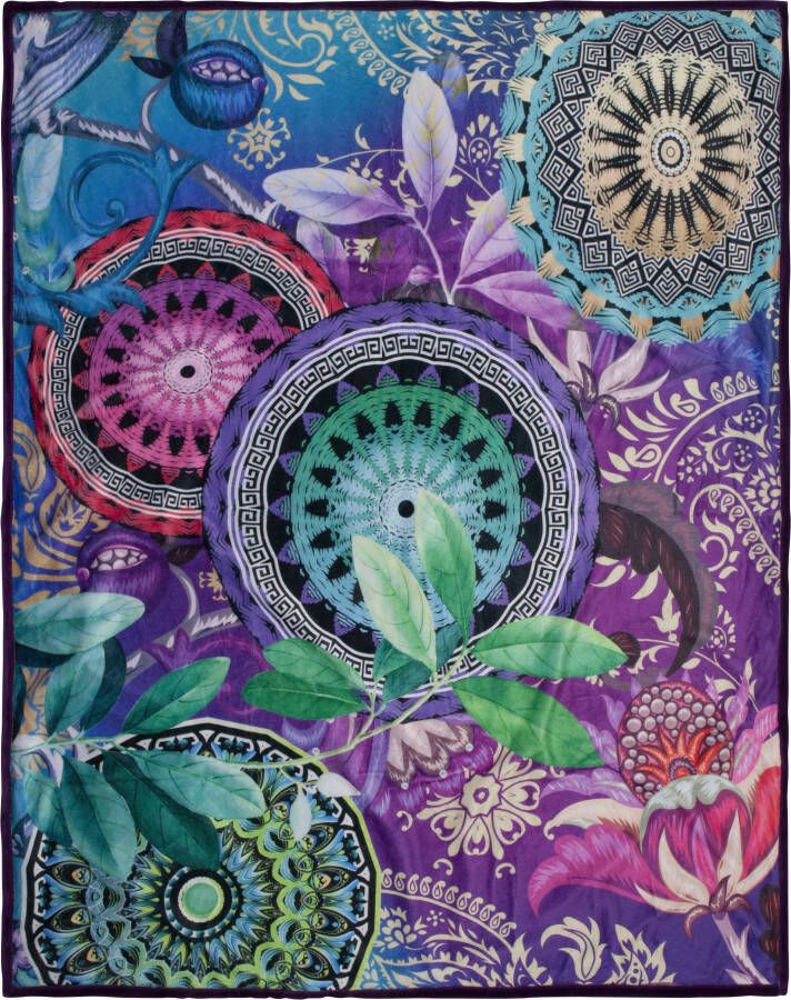 hip Plaid Axelle Zacht knuffeldeken 130x160 cm omkeerbaar mandala paars violet