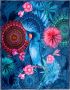 Hip Plaid Ofelia Zacht knuffeldeken 130x160 cm omkeerbaar mandala papegaai blauw - Thumbnail 3