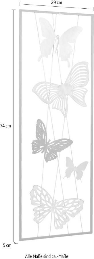 HOFMANN LIVING AND MORE Sierobject voor aan de wand Wanddecoratie van metaal motief vlinders