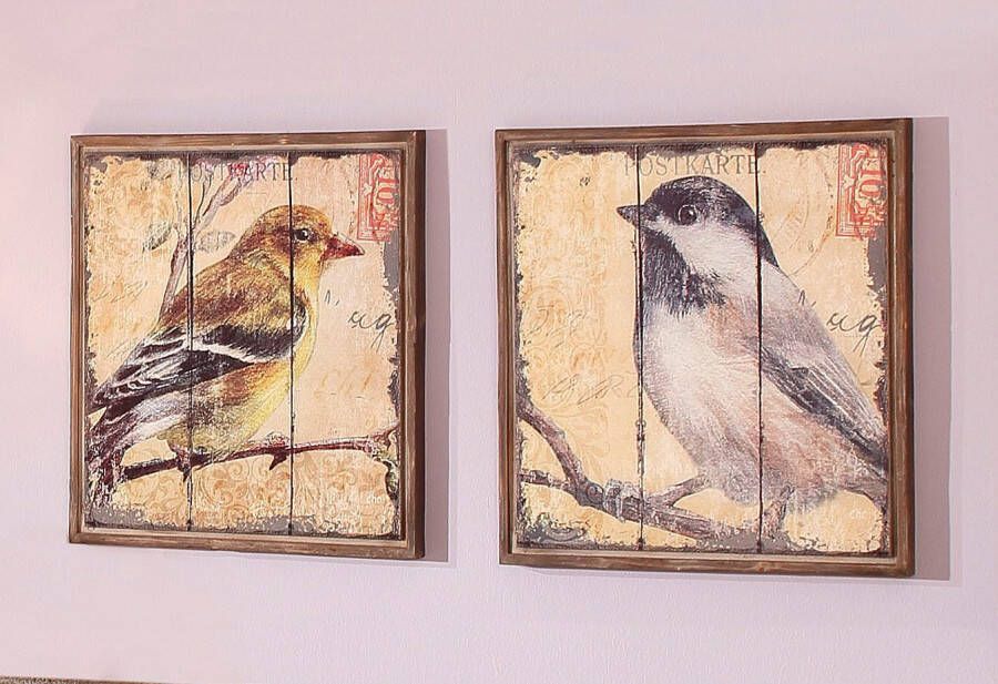 HOFMANN LIVING AND MORE Wanddecoratie Vogel Dierenmotief (set 2 stuks) (set)