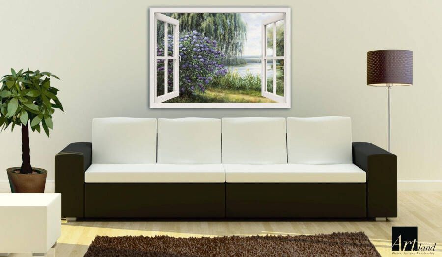 Home affaire Artprint op linnen Heins A.: Hortensia's aan het meer