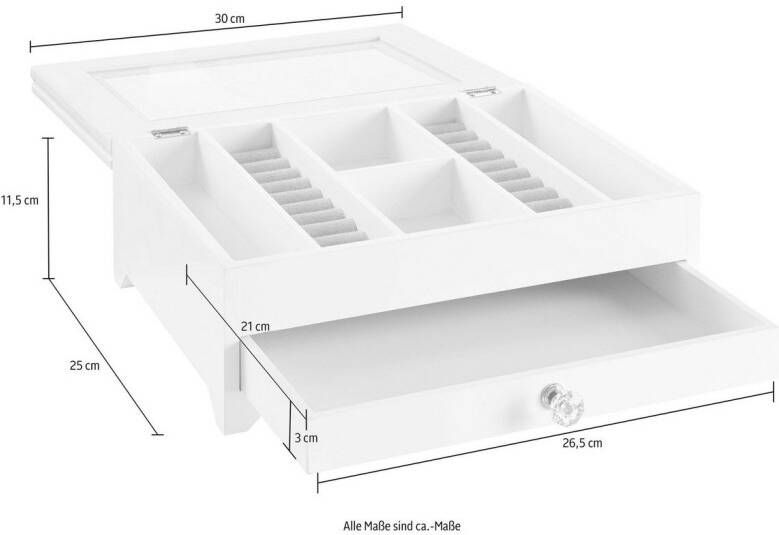 Home affaire Bijoubox wit met lade en vakken