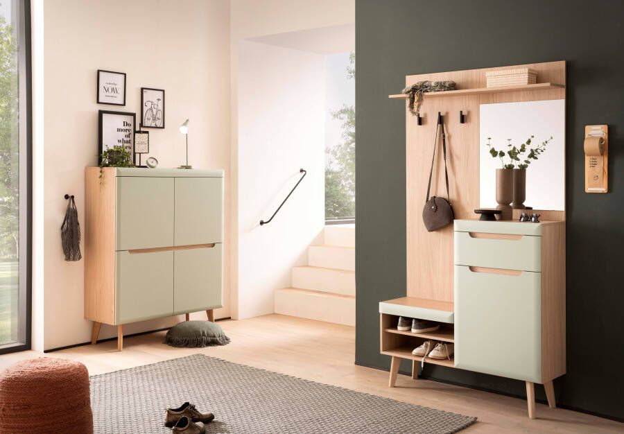 Home affaire Compact kapstokmeubel Torge kapstok met opbergruimte garderobekast in Scandic design in twee kleuren veel opbergruimte 107 cm breed geschikt voor kleine ruimtes