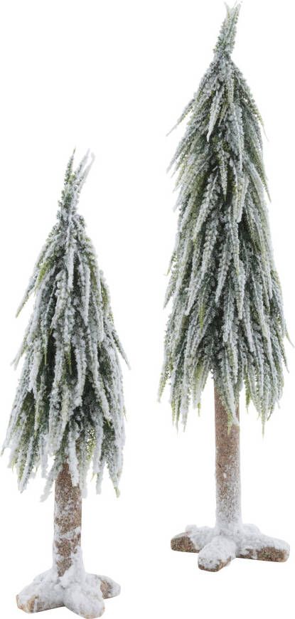 Home affaire Deco-boom Kerst versiering met decoratieve sneeuw hoogte ca. 53 cm + 70 cm (set 2 stuks)