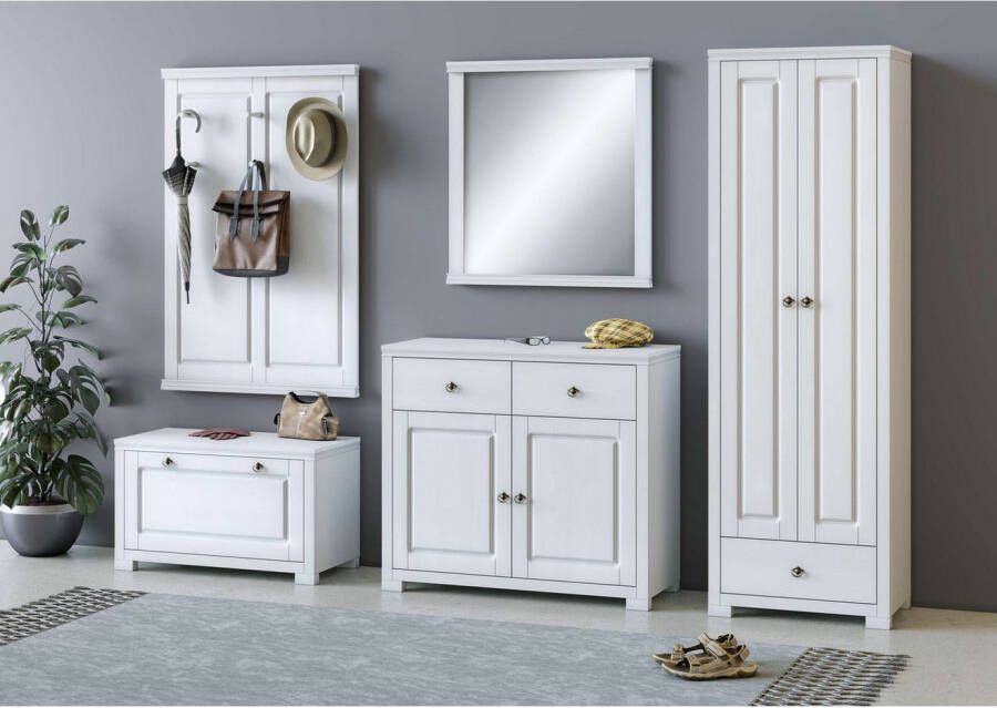 Home affaire Garderobespiegel Gotland spiegel wandspiegel Frame van massief grenen FSC -gecertificeerd 80x84 cm