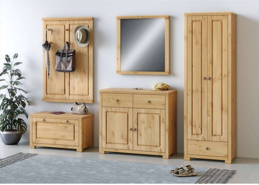 Home affaire Garderobespiegel Gotland spiegel wandspiegel Frame van massief grenen FSC -gecertificeerd 80x84 cm