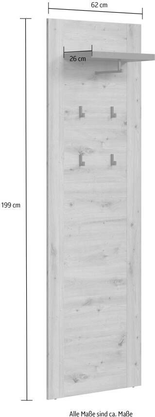 Home affaire Kapstokpaneel Ambres Mat lichtbruine echt-hout-look ca. 62 cm breed hoedenplank melamine