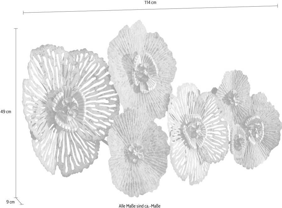 Home affaire Sierobject voor aan de wand Bloemen Wanddecoratie van metaal bestaand uit 7 bloemen