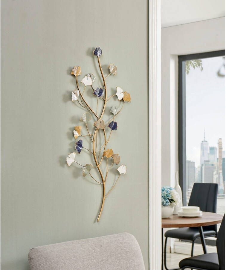 Home affaire Sierobject voor aan de wand Gingko Wanddecoratie van metaal