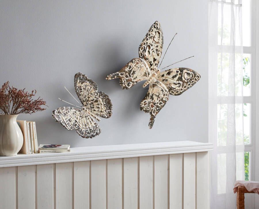 Home affaire Sierobject voor aan de wand Wanddecoratie vintage butterfly Wanddecoratie vlinder van metaal