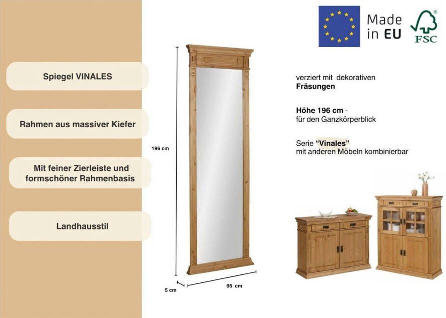 Home affaire Spiegel Vinales Wandspiegel breedte 66 cm frame van massief grenenhout