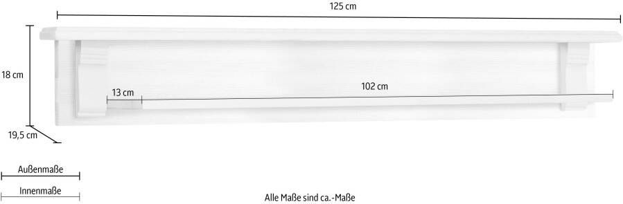 Home affaire Wandplank ANNA Breedte 125 cm van massief grenen FSC