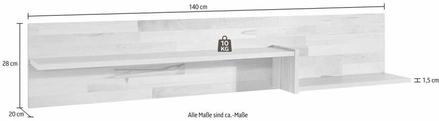 Home affaire Wandplank Breedte 140 cm deels massief FSC -gecertificeerd