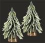 I.GE.A. Deco-boom Kerstdecoratie kerstboom Kunstmatige mini spar met ijs op houten sokkel 25 cm (set 2 stuks) - Thumbnail 4