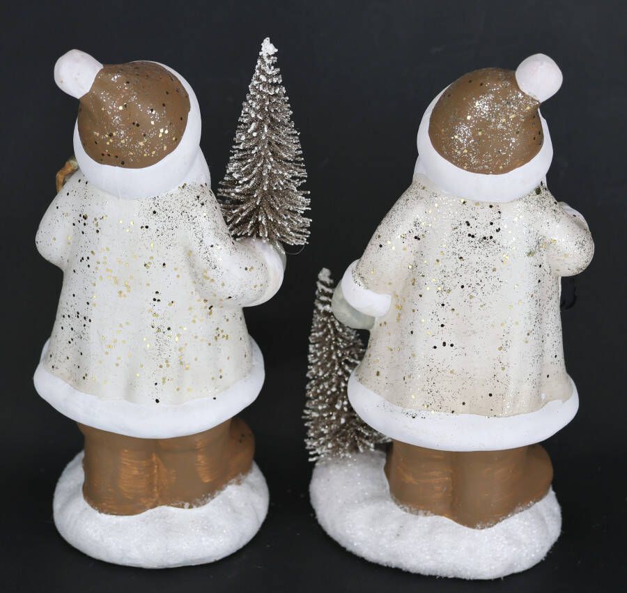 I.GE.A. Decoratief figuur Nikolaus van keramiek 2-delig set Met boom lantaarn cadeau figuur decoratie kerstdecoratie (2 stuks)