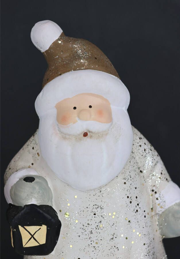 I.GE.A. Decoratief figuur Nikolaus van keramiek 2-delig set Met boom lantaarn cadeau figuur decoratie kerstdecoratie (2 stuks)