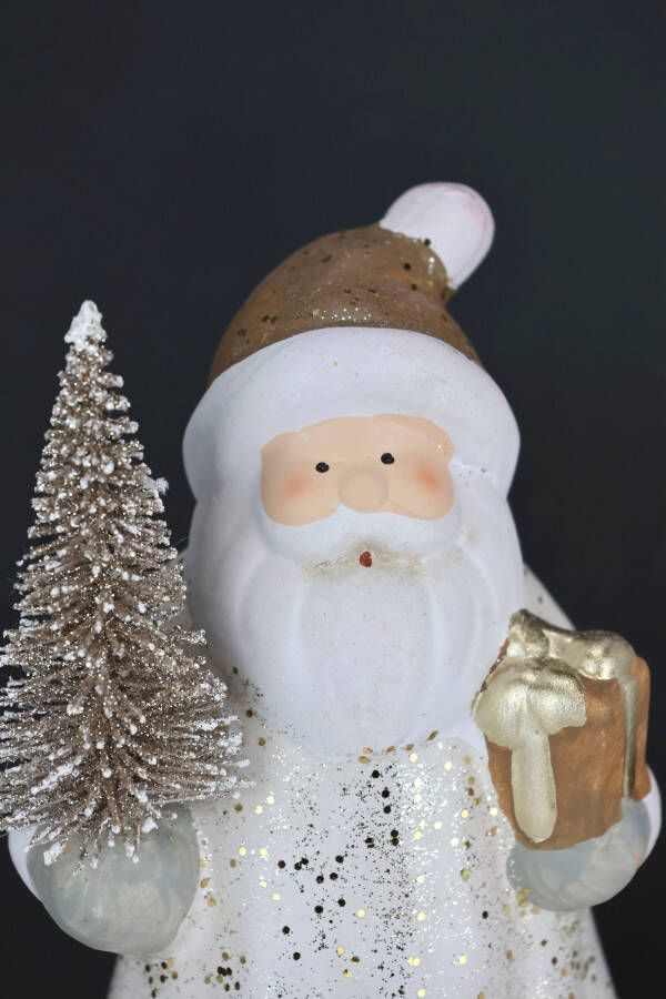 I.GE.A. Decoratief figuur Nikolaus van keramiek 2-delig set Met boom lantaarn cadeau figuur decoratie kerstdecoratie (2 stuks)