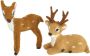 I.GE.A. Decoratief figuur Dierfiguur mini ree 2-pack Kunstbont dierenfiguur standbeeld ornamenten bont pluche dier bontdier bosdier (2 stuks) - Thumbnail 2