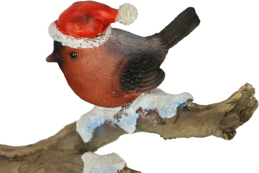 I.GE.A. Decoratief figuur Vogels op boomstam Dierfiguur op tak standbeeld herfstdecoratie winterdecoratie kerstdecoratie decor (1 stuk)