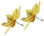 I.GE.A. Decoratieve hanger Poinsettia op clip 2-delige set 28cm kunst kerstster gouden kerstbloem (2 stuks) - Thumbnail 2