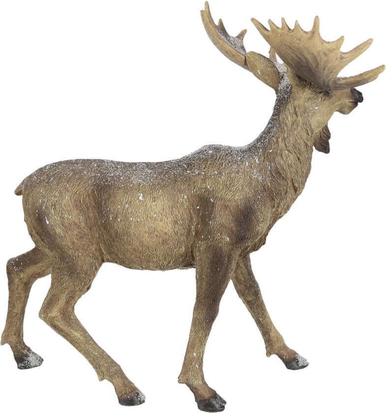 I.GE.A. Dierfiguur Elk figuur besneeuwd Hert decoratieve figuren sculptuur kerstfiguur kerstdecoratie bosdier (1 stuk)