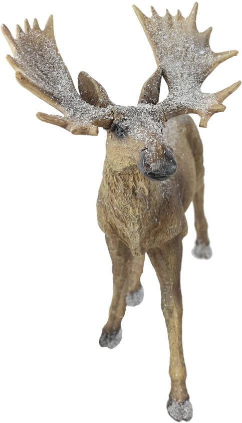 I.GE.A. Dierfiguur Elk figuur besneeuwd Hert decoratieve figuren sculptuur kerstfiguur kerstdecoratie bosdier (1 stuk)