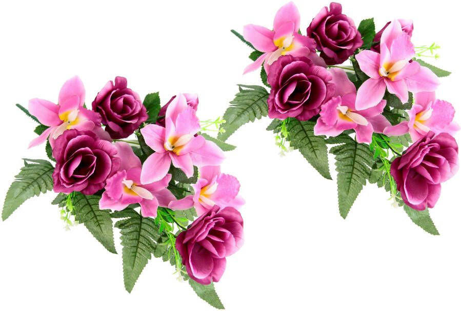I.GE.A. Kunstbloem Bouquet aus Orchideen und Rosen (2 stuks)