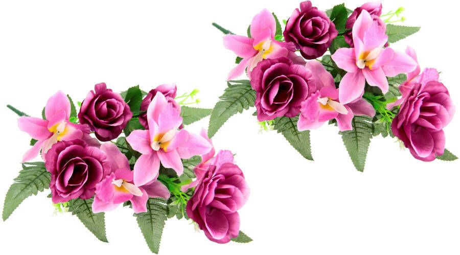 I.GE.A. Kunstbloem Bouquet aus Orchideen und Rosen (2 stuks)